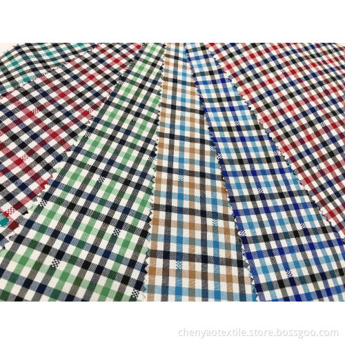 T/C Oxford Woven Yarn-dyed Dobby Plaid Fabric